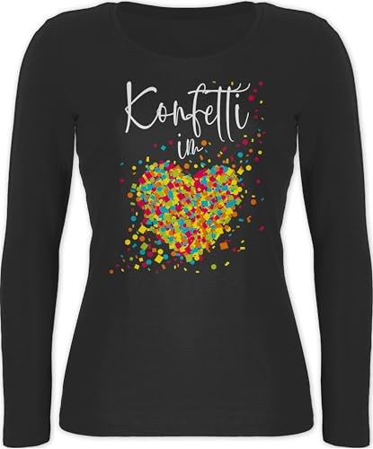 Shirtracer - Langarmshirt Damen - & Fasching - Konfetti im Herzen Karneval I
