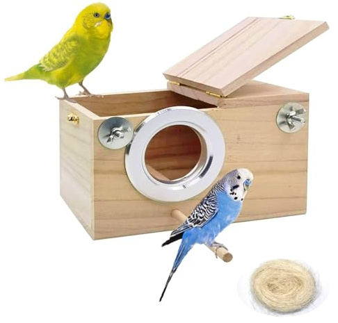 kathson Parakeet Nest Box Budgie Nesting House Cockatiel Breeding Parrots Mating Box for Lovebirds Small and Medium-Sized Birds（S）