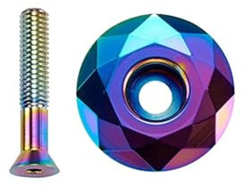 NICOLIE Mtb Fahrrad Headset Top Cap Oil Slick Aluminium Mountian Bike Vorbau Top Cap Ultralight 28,6Mm 1 1/8' Vorbau Top Caps Bmx Schüsselabdeckungen - Regenbogen