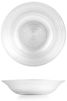 H&H 845499 Set 6 Piatti Fondo Circle, Vetro Trasparente, 22 cm