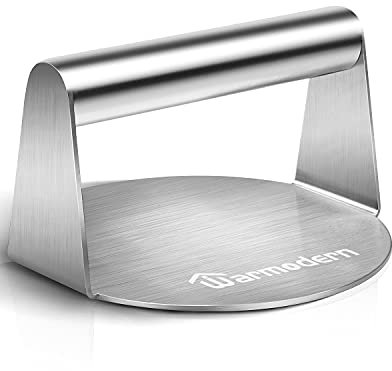 Warmodern Prensa para Hamburguesas, 5,5 Pulgadas, Redonda, de Acero Inoxidable, Prensa Profesional para Hamburguesas, Accesorio de Barbacoa para la Parte Superior Plana, Fácil de Limpiar