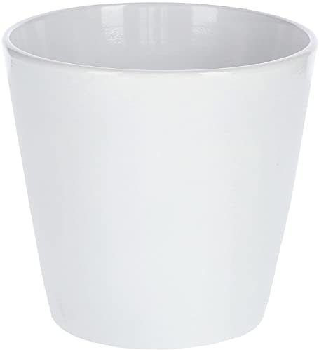 KOTARBAU® Maceta de cerámica esmaltada, Ø 13cm, Tiesto para Plantas, Macetero para Interiores, Minimalista, Blanco, Maceta Universal, Maceteros, Macetas Blancas, Maceta básica, Maceta Redonda