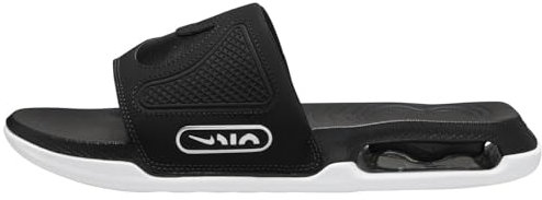 NIKE Men's Air Max Cirro Just Do It Solarsoft Slide Athletic Sandals, Black Silver White, 8 Women/7 Men