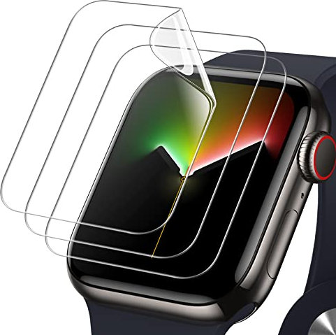 JETech Schutzfolie für Apple Watch Series 9/8/7 45 mm, Flexibler TPU Folie Displayschutz, Anti-Kratzer HD Klar, 3 Stück
