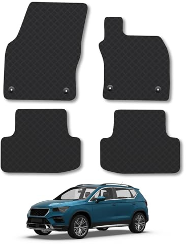 Seat Ateca (2016+) Rubber Car Mats Accessories Tailored Fit Compatible Accessory Waterproof Protection Non-Slip Floor Mats Full Coverage Durable Front Rear Set Coverage with Clips
