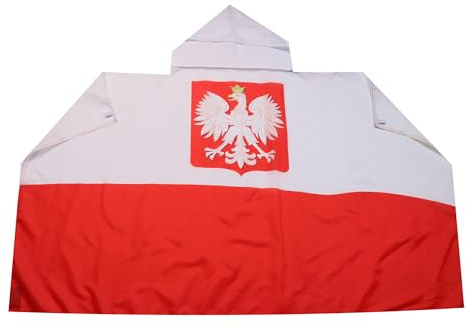 AZ FLAG Umhang Polen mit Adler 150x90 cm Polnische Leichtes Polyester | Für innen Fanumhang Polska z orłem genähte Kanten und leichte Ausführung