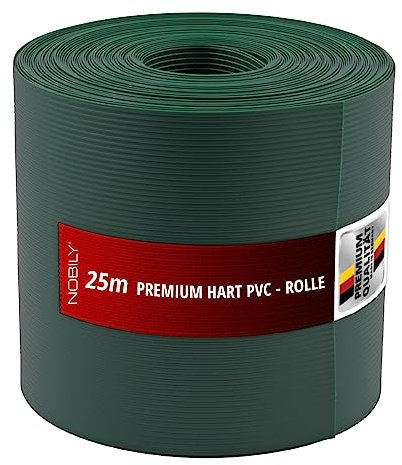 Rolle Zaunsichtschutzstreifen Moosgrün aus Polypropylen, 1 Rolle ca. 25m Länge x Höhe 190mm, Zaun Sichtschutzstreifen Fachhandelsware für Doppelstabmattenzaun - keine Folie