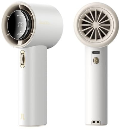 JISULIFE Portable Handheld Fan,Speed(1-100) Adjustable Turbo Mini Fan,3600mAh Battery Rechargeable Personal Fan,Digital Display,For Women Men Travel/Camping/Outdoor-White