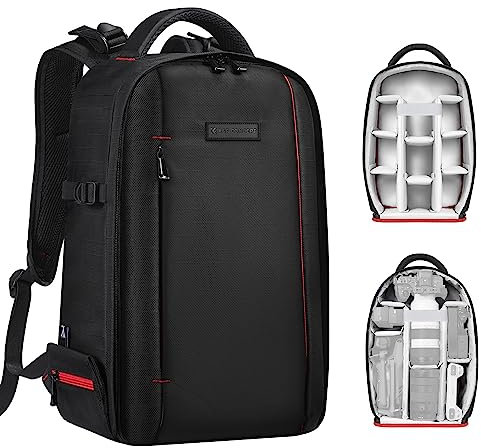 K&F Concept Mochila para Cámara Profesional, Portátil Mochila Fotografia, Mochila Cámara para Reflex Impermeable Antirrobo Gran Capacidad, Bolsa Cámara Compartimento para Portátil de 15 Pulgadas(18L)