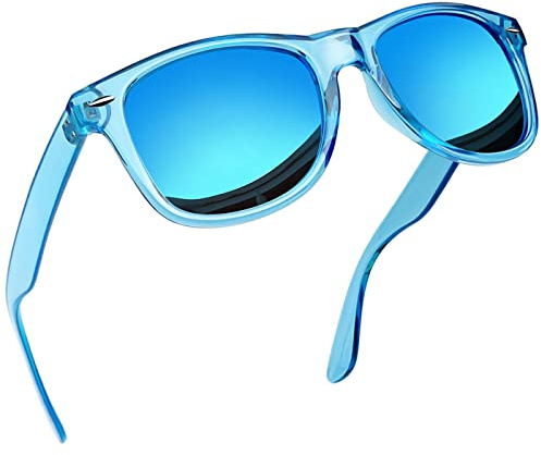 Joopin Gafas de Sol Mujer y Hombre Polarizadas Cuadradas Clásicas de Moda con Efecto Espejo y Marco Transparente Azul Sunglasses Men Women Oculos de Sol