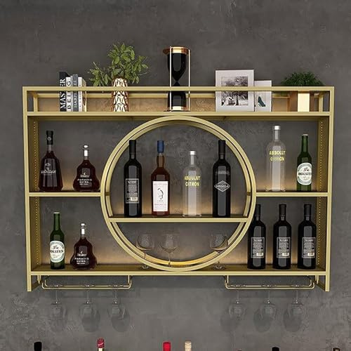 Portabottiglie Da Parete Con Ripiano Espositivo, Metallo Porta Vino, Vetrinetta Pensile, Espositore Creativo Per Vino, Cremagliera Pensile, 100cm