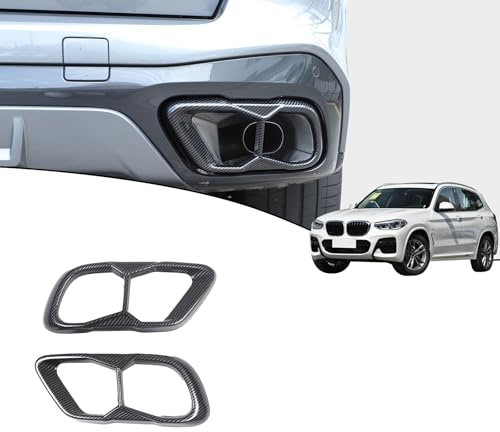Stainless Steel Exhaust Muffler Tailpipe Trim Cover For BMW X5 X6 X7 G05 G06 G07 2019-2022 Car Tail Pipes Exhaust Pipe Muffler Decorative Frame (Carbon Fiber)