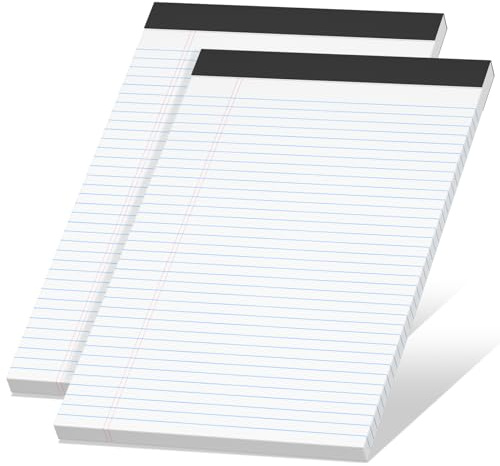 Legal Pads 8.5 x 11 inch Notepad, 2 Pack White Note Pads 8.5'' x 11'' for Work, Double-Side Printed Lined Paper Pads College Ruled White Notepads 30 Sheets Per Writing Pad for School, Home, Office