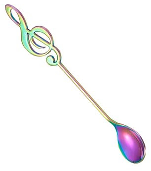 HEMOTON Edelstahl Kaffeelöffel Mit Titanbeschichtetem Musiknoten-design Ergonomisch Geformt Für Dessert Tee Und Eiscreme Für Zuhause Und Gastronomie