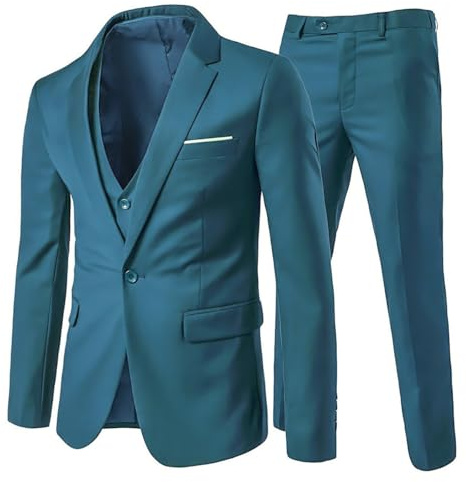 Allthemen Costume Homme 3 Pièces Formel Un Bouton Smokings Suits Classique | Slim,Mariage Business Casual,Couleur Unie,Classique Revers,Tailles Européennes,Poches Utilisées,Quatre Saisons,Anti-Rides