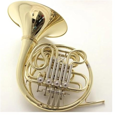 Klassisches Französisches Horn B/F, Flach, Zweireihig, Goldfarben, Französisches Blechblasinstrument Mit Koffer Waldhorn-Set