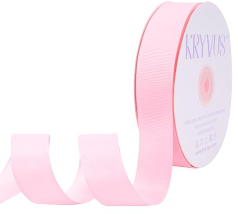 Kryvus Grosgrain Ribbon, Pearl Pink Ribbon 25mm x Continuous 45 Metres, Pearl Pink Grosgrain Ribbons Perfect for Gift Wrapping, Crafts, Sewing, Wedding Decor, DIY Hair Accessories and More