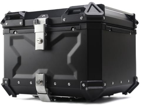Top Case Motorrad Aluminium Motorradkoffer, 45L 55L 65L 80L 100L Motorrad Heckbox Mit Sicherheitsschloss, Rollerkoffer Helmkoffer(Schwarz,45L)