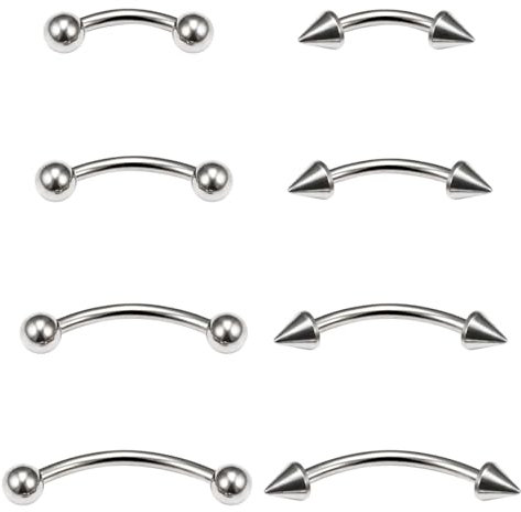 ZAMXHUG Body Piercing Jewelry 16G - 8pcs Chirurgenstahl Banane Augenbrauenpiercing Diaphragma Augenbrauenpiercing gebogenes Langhantel Lippenpiercing 1,2 mm Piercing Lippennagel personalisierter