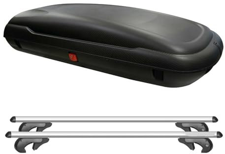 Kit BOX Baule da Tetto auto Capacita' 400 litri con 2 Barre Portatutto Porta Pacchi Bagagli (NON ORIGINALE) COMPATIBILE con Renegade dal 2014 in poi - A2101-60134