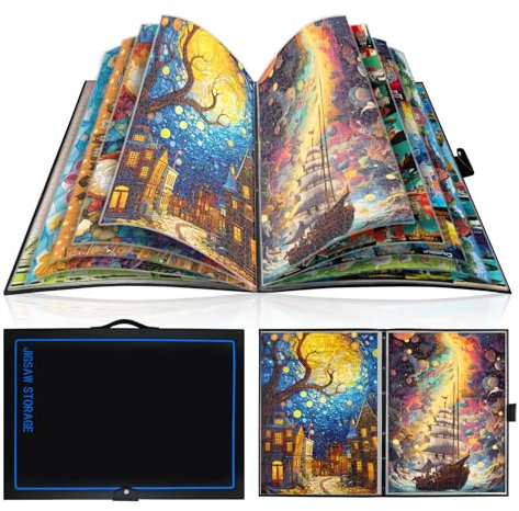 Truwheelz Extra großer Puzzle-Aufbewahrungsordner für Puzzle-Liebhaber – platzsparender Organizer, fasst 20 Puzzles, 77 x 66 x 5 cm, HD-Folientaschen Geburtstagsgeschenke für Mama & Oma