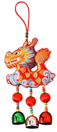 Chinesisches Frühlingsfest Stickerei Drache Windspiel Anhänger Pailletten Tasche 2024 Neujahr hängende Ornamente Geschenk