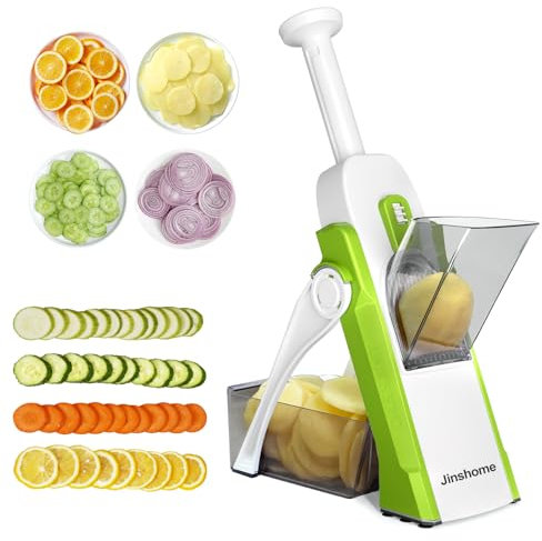 Upgraded Mandoline Slicer for Kitchen &Safe Vegetable Chopper 5 in 1 & Adjustable Mandoline Slicer,Can cut slicing,strips,shredding and dicing Kitchen Veggie chopper (Only Slicer Green)