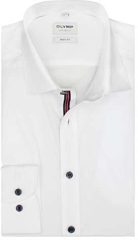 OLYMP Herren Oberhemd Langarm Hemd,einfarbig,Einfarbig,Body fit,New York Kent-2,Weiss 00,40