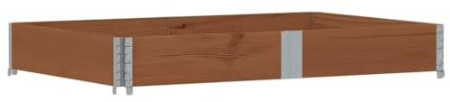 vidaXL Paletten Aufsatzrahmen, Palettenrahmen Hochbeet, Holzrahmen Stapelbar Faltbar, Stapelrahmen Gartenbeet, Braun Massivholz Kiefer