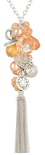 Bulinlin Silber Lange Kette Damen Silber Anhänger Kette mit Quasten Modeschmuck Kette Lang Geburtstagsgeschenk für Frauen