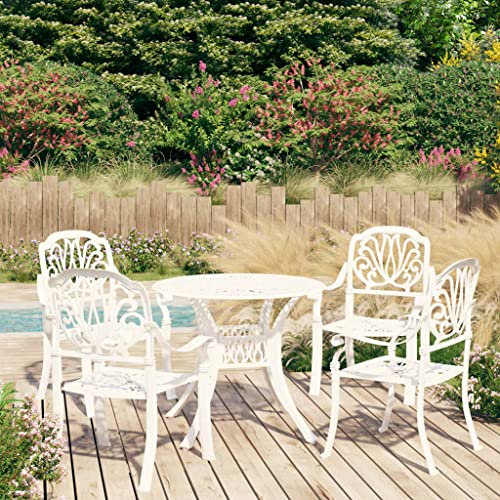 LLEZKBR Outdoor Möbelsets - 5-teiliges Bistro-Set Aluguss weiß
