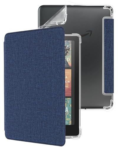 WALNEW Hülle für 7 Kindle Paperwhite 12. Generation 2024 und Kindle Colorsoft Signature Edition, klare weiche TPU-Rückenschutzhülle für den 2024 Kindle Paperwhite, Marineblau