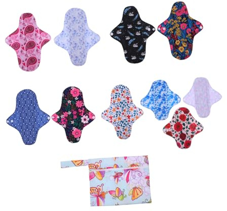 FRCOLOR 12stück Wiederverwendbare Menstruationsbinden Aus Bambusfaser Für Damen Waschbare Damenbinden Mit Saugflügel Und Knöpfen Geeignet Für Reisen Sport Und Täglichen Gebrauch