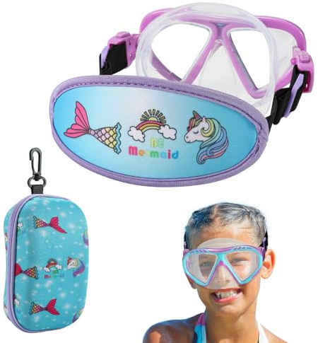 Toddler Swim Goggles Nose Cover,Kids Goggles No Hair Pull,Anti Fog Children Swimming Mask (1PK - Purple Unicorn)