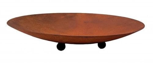 Der-Porzellan-Laden Ciotola in metallo ruggine 50 x 9 cm, decorazione rustica da giardino e decorazione arrugginita, accessorio decorativo rotondo per giardino, balcone e terrazza (medio)