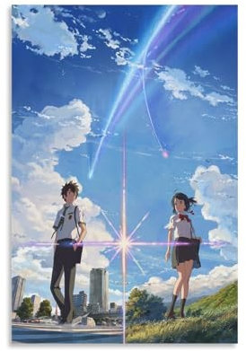 Póster de película de anime Kimi No Na Wa Your Name Póster Pintura Decorativa Lienzo Arte de Pared Salón Póster Dormitorio Pintura, Arte de Pared Impresión de Imagen Moderna Decoración de Habitación