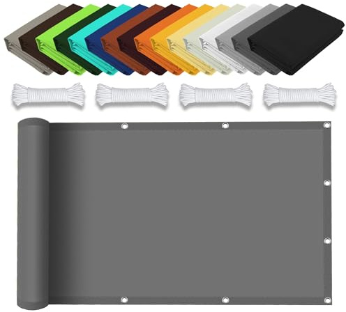Sonnensegel mit Ösen 1.7 x 3 m Rechteckig Wasserdicht 98% UV Schutz Sonnenschutz Baldachin Markise mit Ösen Ohne Bohren mit Seil für Terrasse Camping, Hellgrau