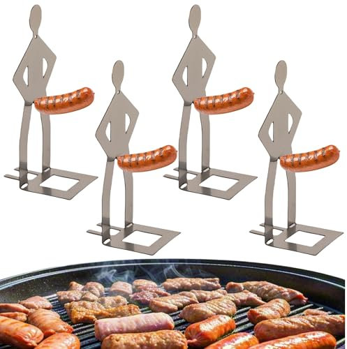 NVARUPC Lustiger Grillständer für Herren, Hot Dog-Halter, wiederverwendbar, Edelstahl, Hotdog- und Wurstständer, tragbar, Hotdog-Bräter, Grillzubehör, ideal für Camping und Partygeschenke, 4 Stück