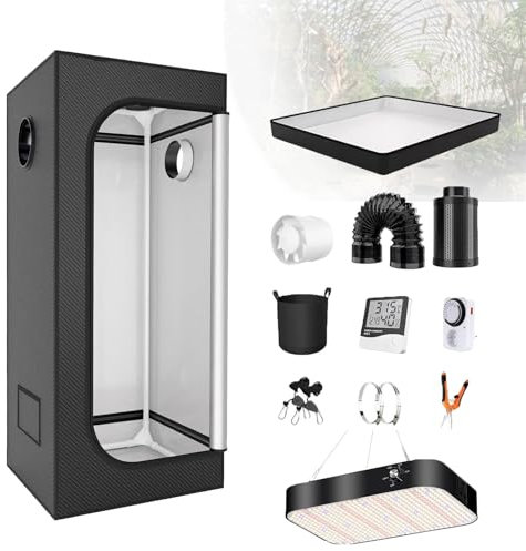 Tenda Da Coltivazione, Luci A Led Per La Coltivazione, Con Finestre Di Osservazione, Tessuto Oxford 600d, Ideale Per Piante Da Interno,60 * 60 * 140cm-Dimmingversion200W(set)