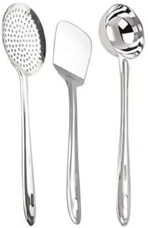 Vediknectar® Spatulas Set of 3 Pcs Indian Cooking Spoon Serving Utensils Round Ladle Mini Spoon Kitchen Accessories Food Making Spatulas Cooking Spatula Gift for Women's