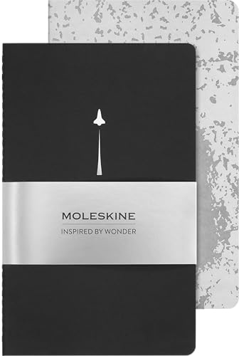 Moleskine NASA Themen-Cahier Journal Set – 2 Blanko Notizbuch für Notizen und 16 heraustrennbaren Blättern, für Fans und Sammler, Large 13 x 21 cm