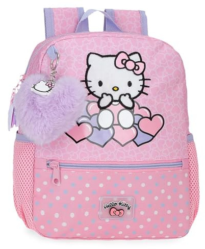 Hello Kitty Hearts & Dots - Zaino scolastico adattabile al carrello rosa, 23 x 28 x 10 cm, in poliestere, 6,44 L