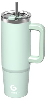 BIGRD Kaffeebecher to Go Trinkbecher mit Deckel und Strohhalm 890ml,Trinkflasche Sport Thermobecher Doppelwandiger Edelstahl Travel Mug Isolierung für Wärme und Kälte,BPA-frei,Minzgrün