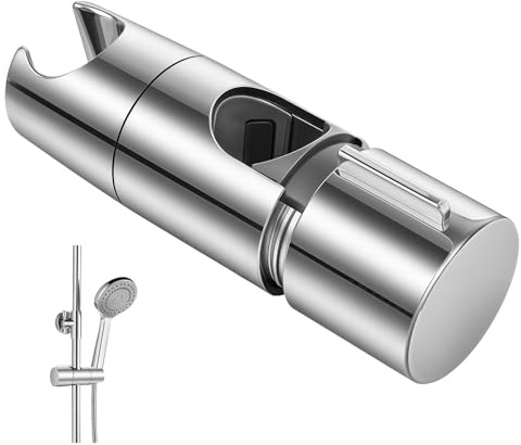 URAQT Support de Douche, Support de Douche à Main Réglable, Universel Support de Pommeau de Douche pour Barre de 18-25MM, ABS Chromé Installation Simple pour Barre de Douche