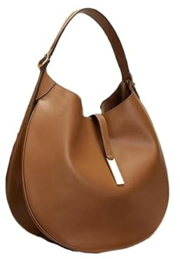 Genérico Bolso de hombro mujer, ante con inserciones cuero, estilo media luna(G)
