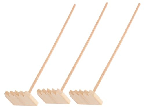 SEWACC 3pièces Lot de Mini Râteaux pour Sable Outils de Jardin Zen Bambou Râteaux pour Bac à Sable de Table Stylo à Dessin Relaxation