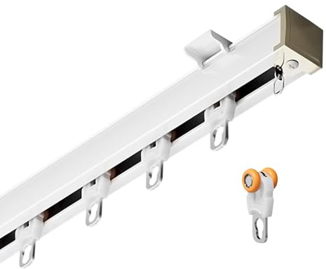 Schiebegardine Schienenteiler für Deckenmontage, ideal für Balkon, Krankenhäuser & Wohnzimmer - Weiß 440cm - Platzsparende Raumteiler Solutions
