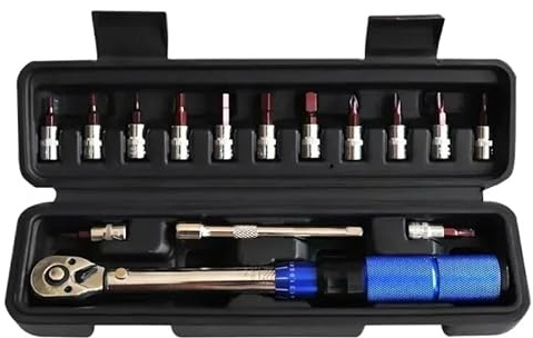 gdsDEs 15Pcs Set Bicycle Torque Wrench Set 1/4 2-24Nm Dual Direction Bike Allen Key Tool Socket Preset Type Spanner Pro Repair
