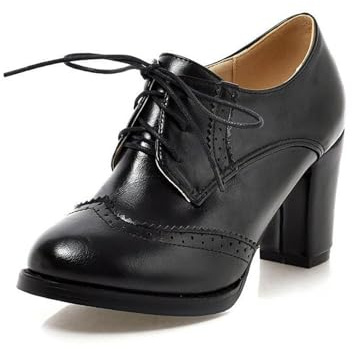 2026 Chaussures rétro à talon épais pour femme grande taille, Noir , 38 EU