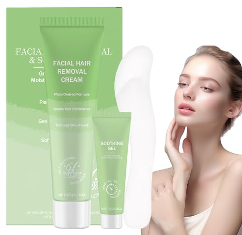 3 Piezas Crema Depilatoria Facial Mujer, Hair Removal Cream, Que Contienen Crema Depilatoria, Gel Calmante Y Una Espátula, Depilación Suave Y Eficaz, Apta Para Rostro, Labio Superior Y Mejillas